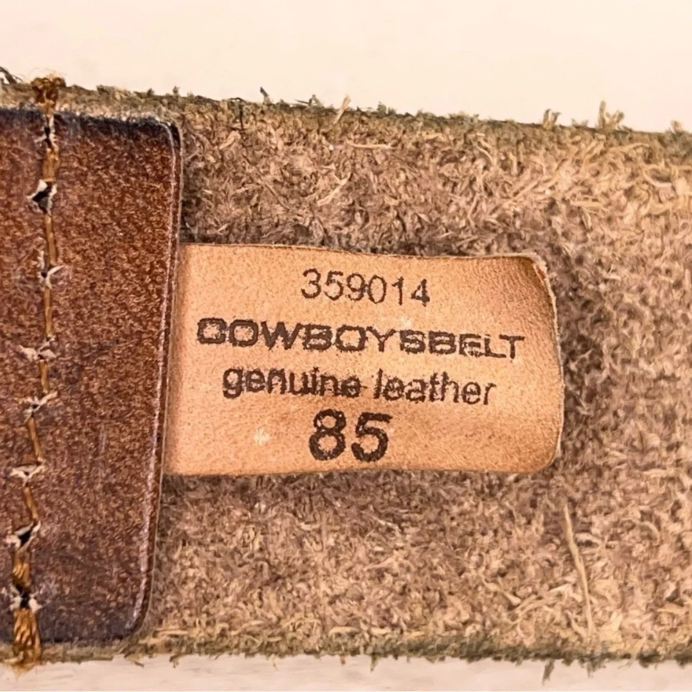 Vintage Medium Mens Fit Tan Brown Leather Studded Belt Y2K Western Biker